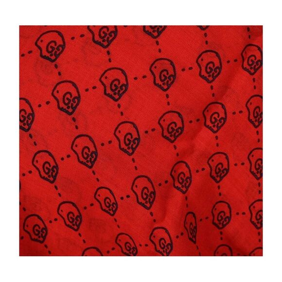 Gucci Women's Ghost Red Modal / Silk GG Skull Print Large Square Scarf - Picture 3 of 8